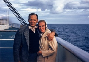 Al and Ruth Weber aboard the SS ële de France, C. 1950s