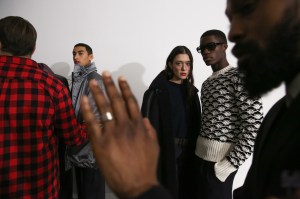 Backstage at Cerruti men's fall 2019