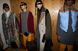 Backstage at Loewe men's fall 2019