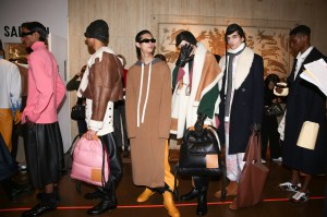 Backstage at Loewe men's fall 2019
