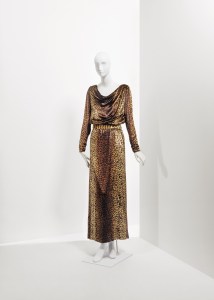Catherine Deneuve's Yves Saint Laurent wardrobe: A leopard silk velvet dress from fall 1992