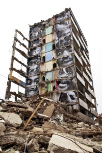 JR, 28-millimeter, Portrait of a Generation, B11, destruction #2, Montfermeil, France, 2013.