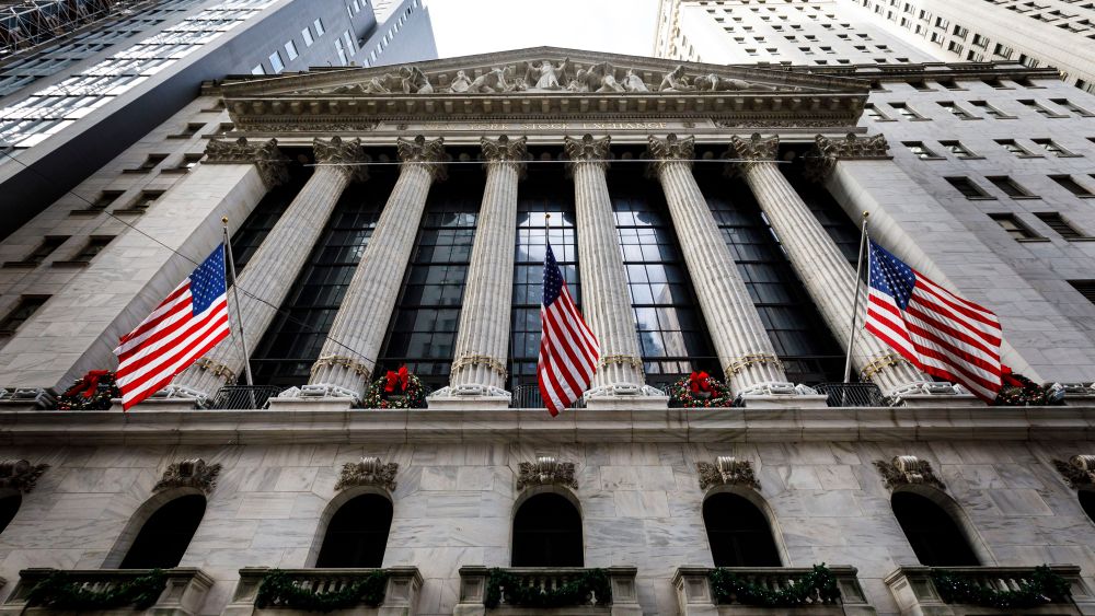 A view of the front of the New York Stock Exchange in New York, New York, USA, 03 January 2019. The Dow Jones industrial average was down today over 500 points in morning trading.New York Stock Exchange, USA - 03 Jan 2019