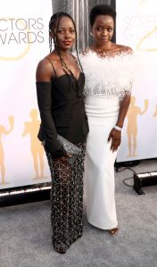 Lupita Nyong'o, Danai Gurira. Lupita Nyong'o, left, and Danai Gurira arrive at the 25th annual Screen Actors Guild Awards at the Shrine Auditorium & Expo Hall, in Los Angeles
25th Annual SAG Awards - Red Carpet, Los Angeles, USA - 27 Jan 2019