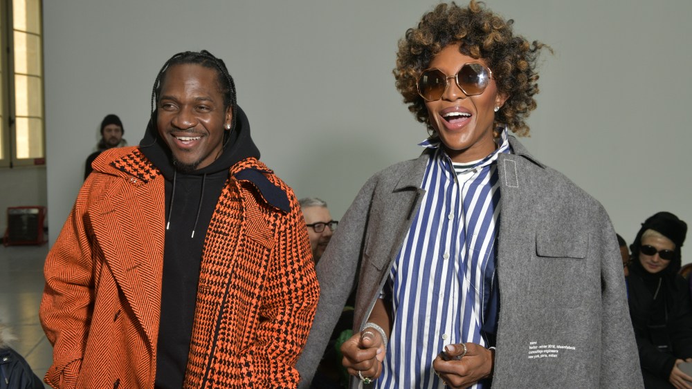 Pusha-T and Naomi Campbell at the Sacai men's fall 2019 show
