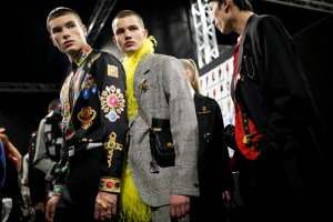 Backstage at Versace Men's Fall 2019