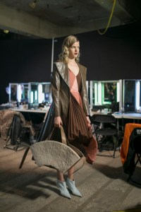 Rejina Pyo continued to develop her range of sleek, modernist accessories. The latest addition for fall 2019 was a large, roomy tote done in shearling and brown leather and featuring a striking, rainbow shape that reflected the Korean-born designer's flair for architectural structures. They fit in well with the designer's ready-to-wear offer, which was all about no fuss, modern femininity and featured minimalist tailoring heavily and slinky satin dresses and blouses. — N.T.