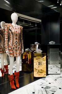 A view of the Balmain store on Rue Saint Honoré in Paris