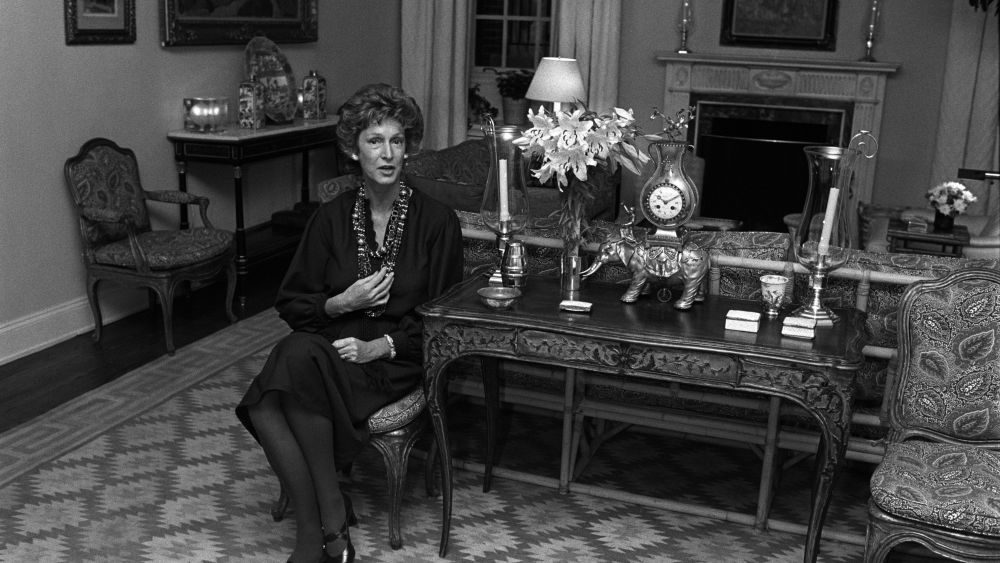 Marella Agnelli, the willowy wife of Fiat head Gianni Agnelli, speaking with Women's Wear Daily about her new fabric-designing venture.Marella Agnelli, New York