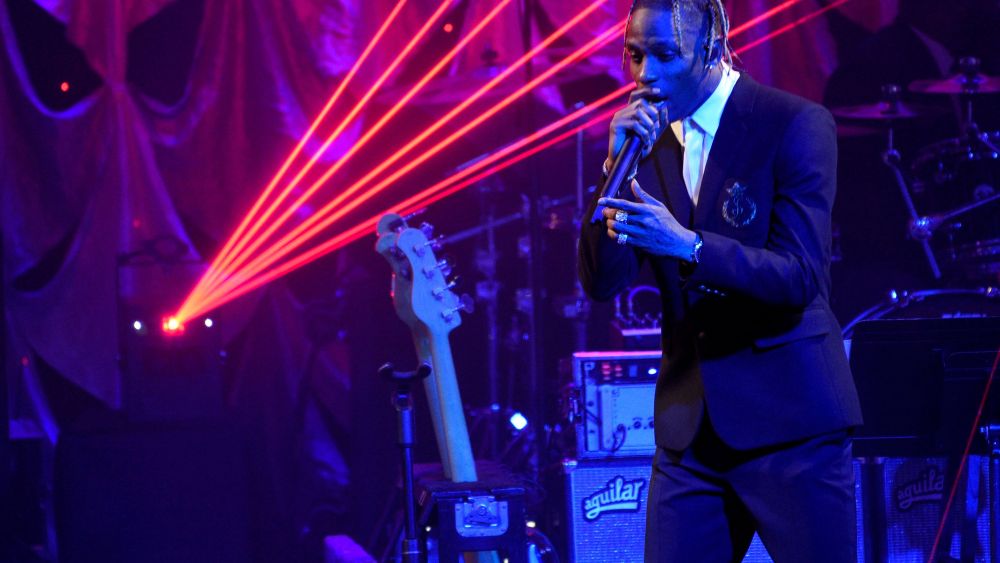 Travis Scott performs at the Pre-Grammy Gala And Salute To Industry Icons at the Beverly Hilton Hotel, in Beverly Hills, Calif2019 Pre-Grammy Gala And Salute To Industry Icons - Show, Beverly Hills, USA - 09 Feb 2019