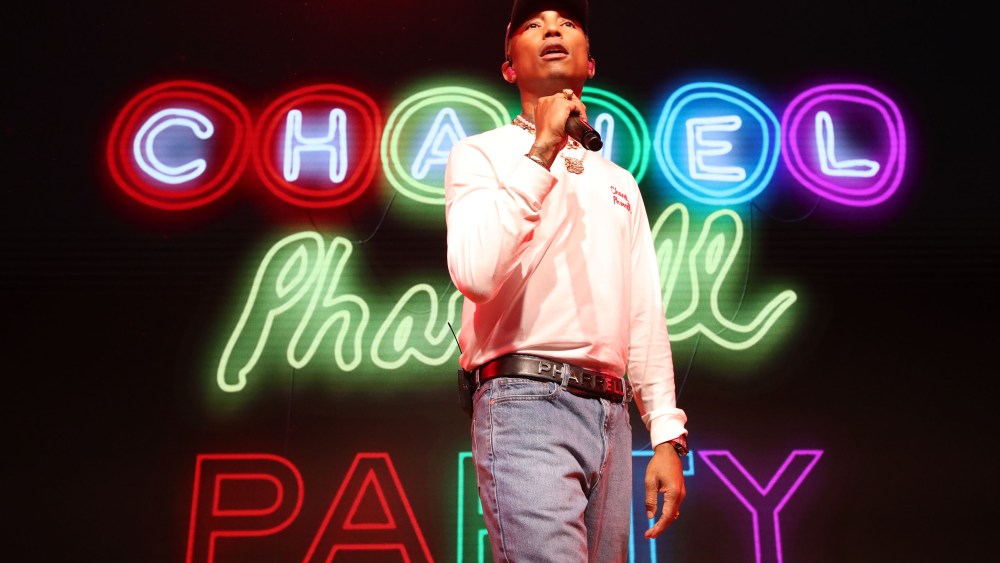 Pharrell Williams performing.