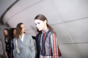 Backstage at Giambattista Valli RTW Fall 2019, photographed in Paris on March 4, 2019.