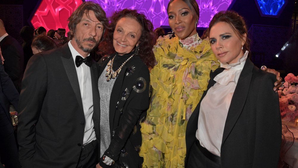 DOHA, QATAR - MARCH 28: (L to R) Pierpaolo Piccioli, Diane von Furstenberg, Naomi Campbell and Victoria Beckham attend the Fashion Trust Arabia Prize awards ceremony on March 28, 2019 in Doha, Qatar. (Photo by David M. Benett/Dave Benett/Getty Images for Fashion Trust Arabia)