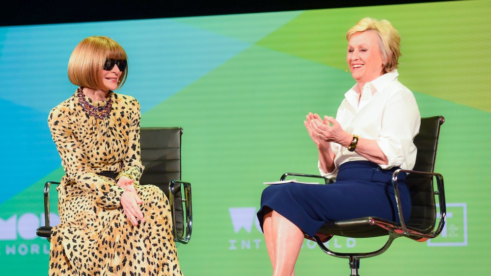 Anna Wintour, Editor-in-Chief of Vogue and Artistic Director at Condé Nast and Tina Brown, Founder and CEO, Tina Brown Live Media/Women in the World, on 'A LIFE IN VOGUE' at The 2019 Women In The World Summit in New York City; 4/12/2019