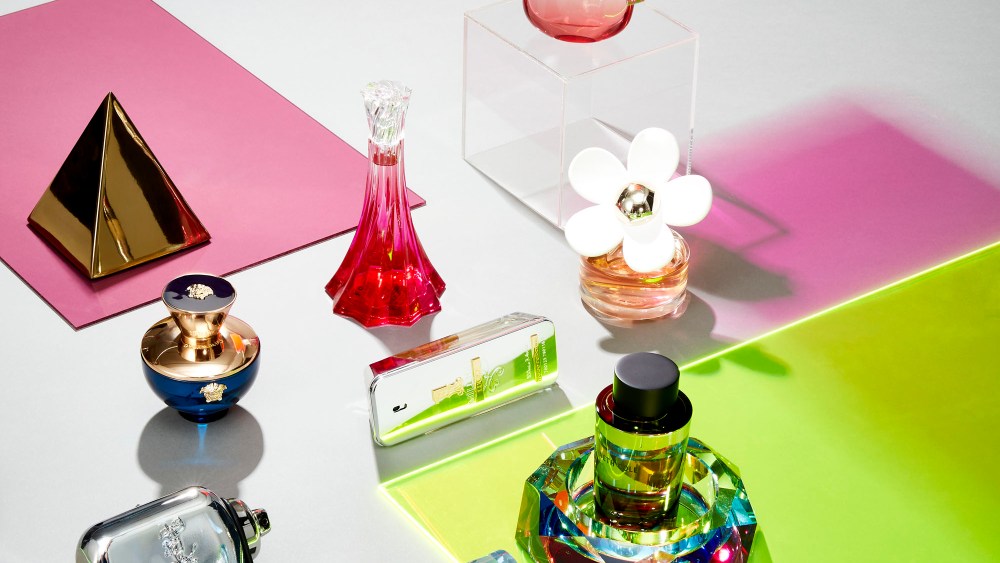 Clockwise from the top:Coach Floral; $60 for 1.0-oz.; Perfumer: Nadge Le Garlantezec, Shyamala Maisondieu and Nathalie Cetto for GivaudanMarc Jacobs Daisy Love; $104 for 3.4-oz.; Perfumer: Alberto Morillas for FirmenichKenneth Cole for Him; $85 for 3.4-oz.; Perfumer: Philippe Romano for DromAriana Grande Cloud; $60 for 3.4-oz.; Perfumer: Clement Gavarry for FirmenichVictoriaÕs Secret Tease Rebel; $68 for 3.4-oz.; Perfumer: Stephen Nilsen for GivaudanCoach Platinum; $95 for 3.3-oz.; Perfumer: Bruno Jovanovic for IFFVersace Dylan Blue Pour Femme; $120 for 3.3-oz.; Perfumer: Calice Becker for GivaudanChristian Siriano Silhouette in Bloom; $92 for 3.4-o.z; Perfumer: Honorine Blanc for FirmenichPaco Rabanne 1 Million Lucky; $90 for 3.4-oz.; Perfumer: Nathalie Cetto for Givaudan