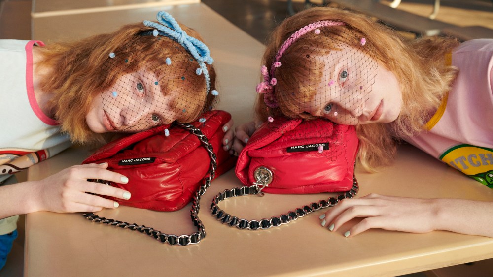 THE Marc Jacobs is all about pieces to wear as one wishes. Or two. Shot by Hugo Scott and styled by Lotta Volkova, the inaugural campaign features a diverse roster of twins doing their twin thing  with style. but each very different. Here, Grace and Hope Fly work THE Ringer T-shirts and pillow bags and Stephen Jones Marc Jacobs headbands.