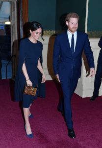 Prince Harry and Meghan Markle arrive at the Royal Albert Hall in London to attend a star-studded concert to celebrate the Queen's 92nd birthday. WEARING STELLA MCCARTNEY CLUTCH BY NAEEM KHAN SHOES BY MANOLO BLAHNIKQueen Elizabeth II 92nd birthday celebration, London, UK - 21 Apr 2018WEARING STELLA MCCARTNEY CLUTCH BY NAEEM KHAN SHOES BY MANOLO BLAHNIK