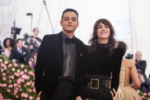 Rami Malek and Charlotte Gainsbourg in Saint Laurent by Anthony Vaccarello.