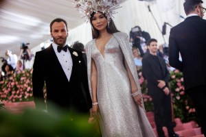 Gemma Chan in Tom Ford with the designer.