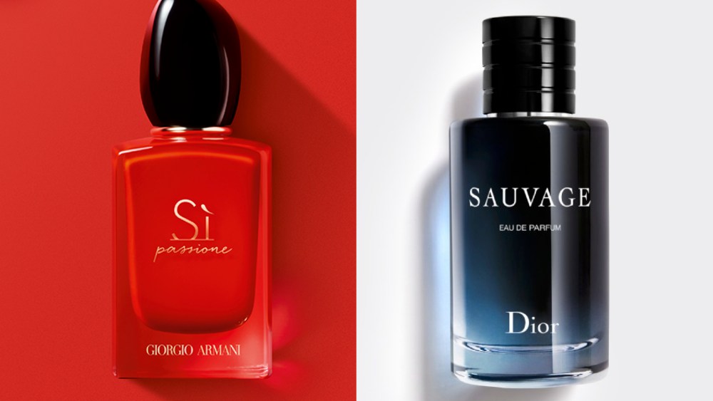 Giorgio Armani’s Sì Passione and Dior Sauvage Eau de Parfum.