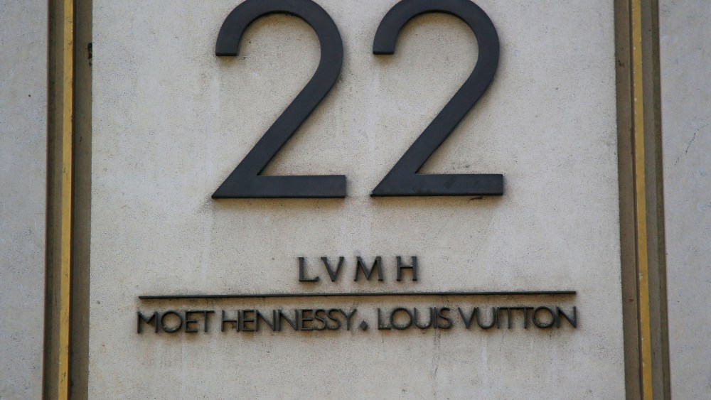 The logo is pictures of LVMH Moet Hennessy Louis Vuitton SE the world leader in luxury at the headquarters in Paris, FranceFrance LVMH, Paris, France