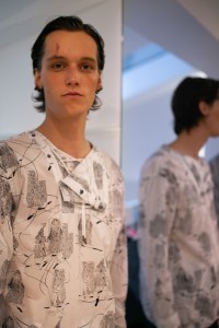 Backstage at Chalayan Men's Spring 2020 photographed in London on 09 June 2019