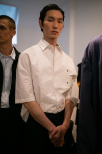 Backstage at Chalayan Men's Spring 2020 photographed in London on 09 June 2019