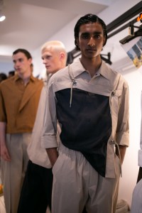 Backstage at Chalayan Men's Spring 2020 photographed in London on 09 June 2019