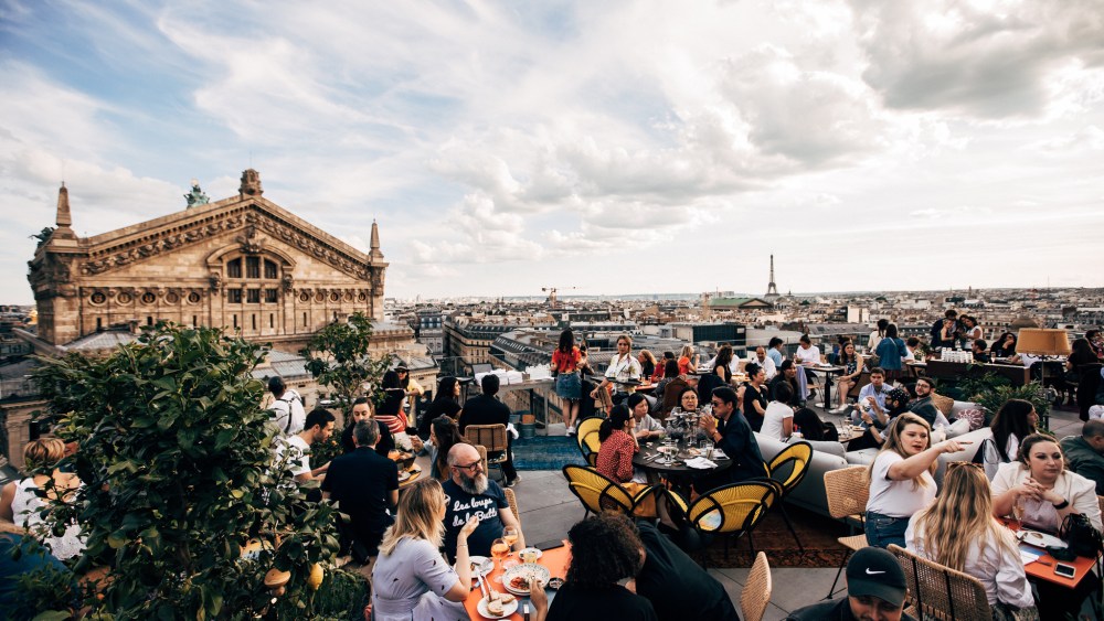 The view from Cratures, the new rooftop bar on the 8th floor of the Galeries Lafayette.