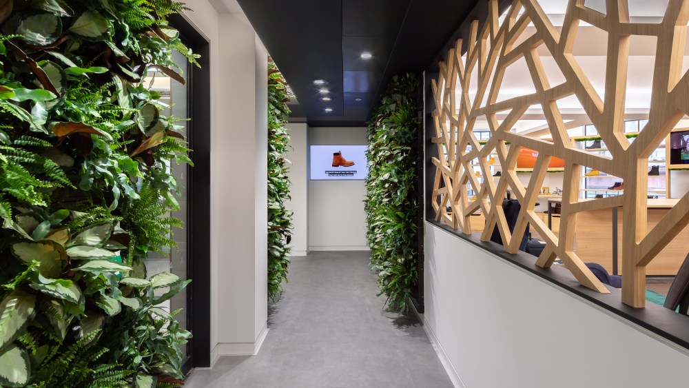 A hallway view of Timberland at VF Corp.'s London hub.