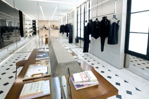 A reading corner at the Saint Laurent Rive Droite store.