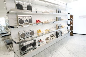 Vintage ghetto blasters on sale at the Saint Laurent Rive Droite store.
