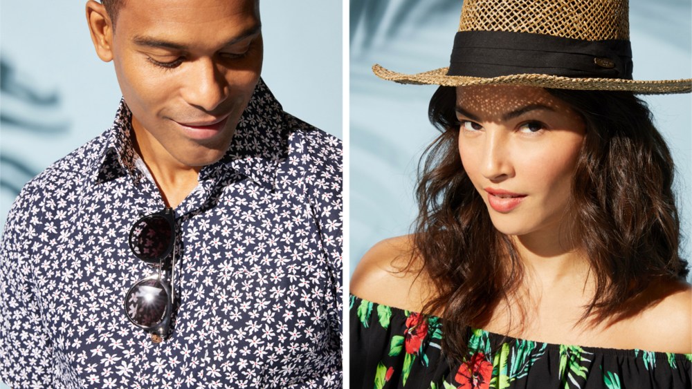 A men's look and women's look from Caribbean Joe.