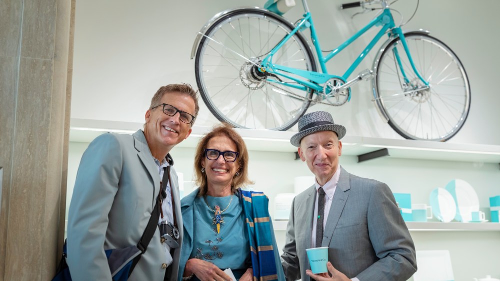 Milliner Stephen Jones, Rose Marie Bravo, and Mark Bozek