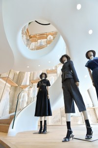 Mannequins leading to the staircase in the Champs-Elyses Dior store.