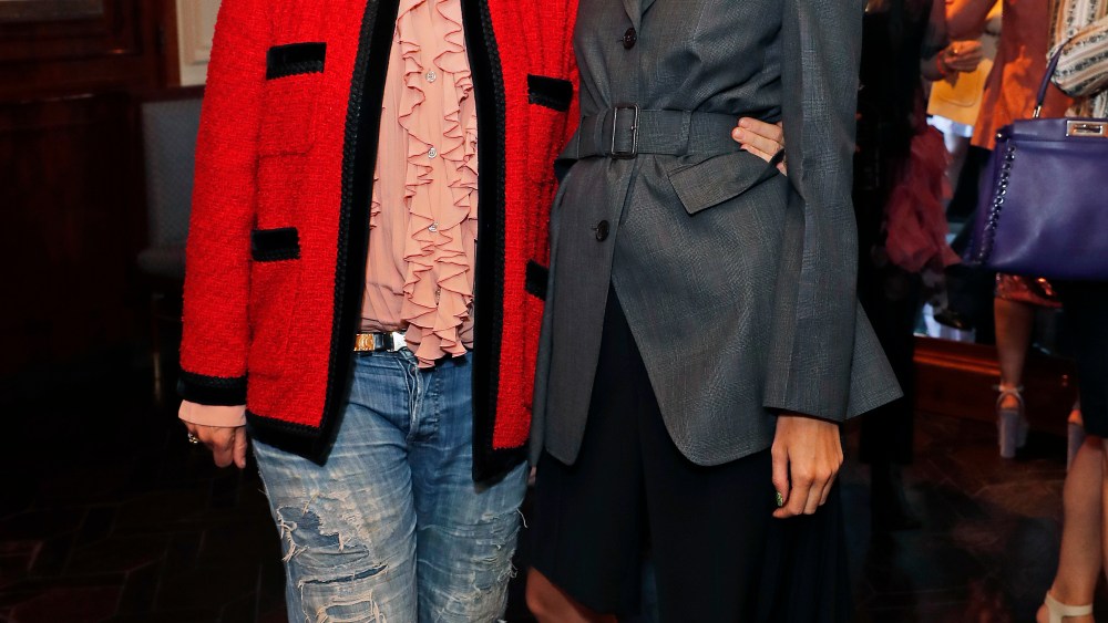 Katie Grand and Kendall Jenner at the #MovingLove dinner hosted by Felicity Jones, Derek Blasberg & Katie Grand at Bellanger
