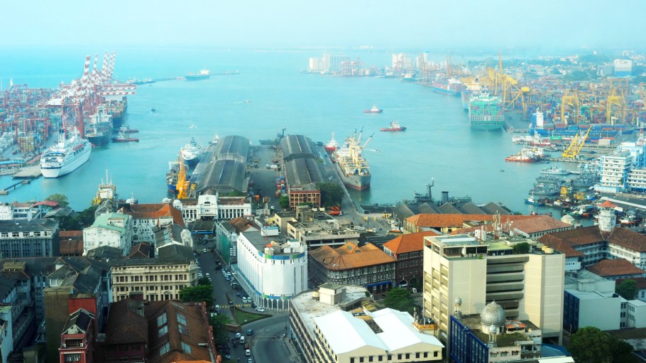 View on Colombo harbor from WTC Colombo, Sri Lanka