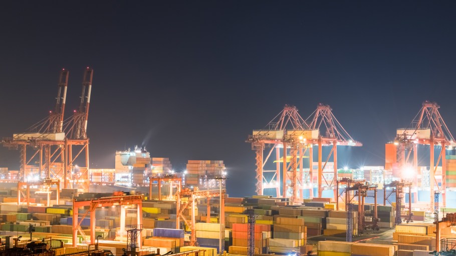 Shipping port in Shanghai at night