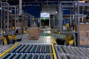 Packages at a Walmart fulfillment center.
