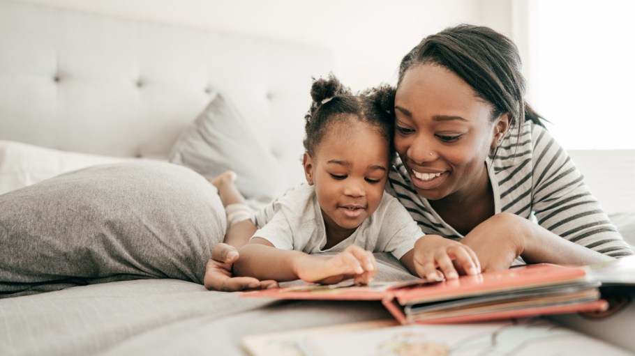 Mom reading for toddler