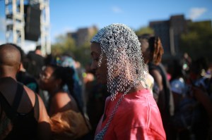 A street style look from Afropunk, 2019.