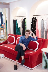 Wes Gordon inside the Carolina Herrera store on Madison Ave.