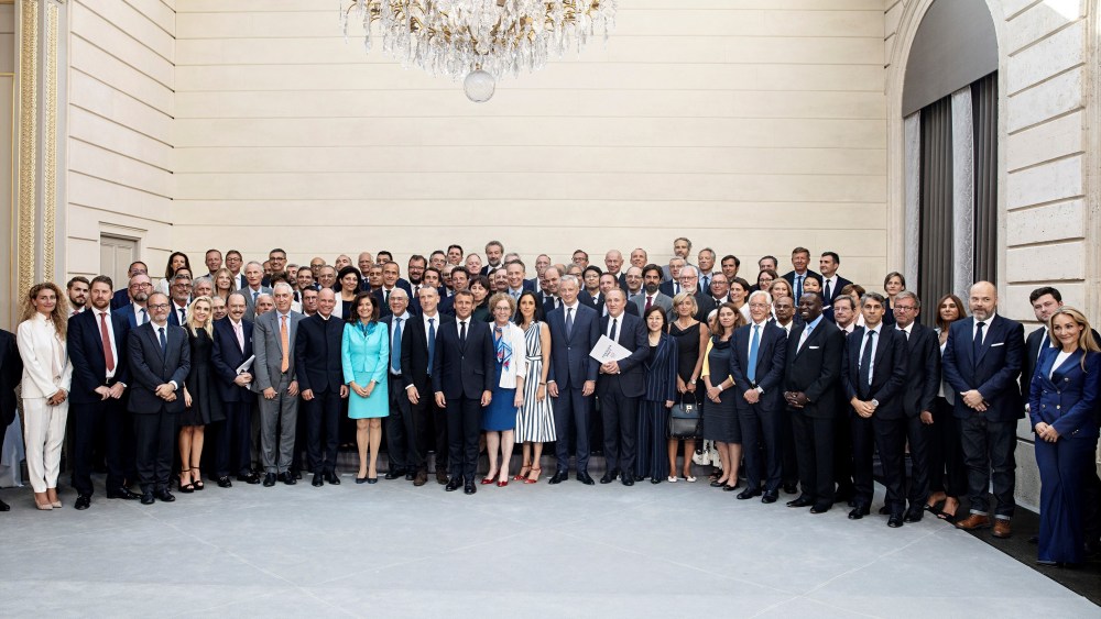 A meeting for the Fashion Pact was held at the French presidential palace.
