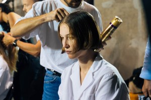 Backstage at Issey Miyake RTW Spring 2020