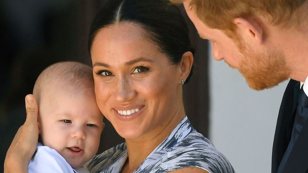 Meghan Duchess of Sussex, holding her son Archie Harrison Mountbatten-Windsor, meets Archbishop Desmond Tutu at the Desmond & Leah Tutu Legacy Foundation in Cape Town, South AfricaPrince Harry and Meghan Duchess of Sussex visit to Africa - 25 Sep 2019Wearing Club Monaco