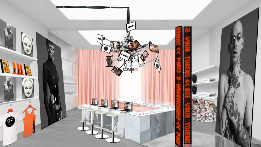 A rendering of Chrishabana XXX Cam4's pop-up shop.