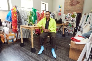 Who needs a sofa? Four-hundred square feet put to good use at the Bushwick apartment where Christopher John Rogers works and lives.