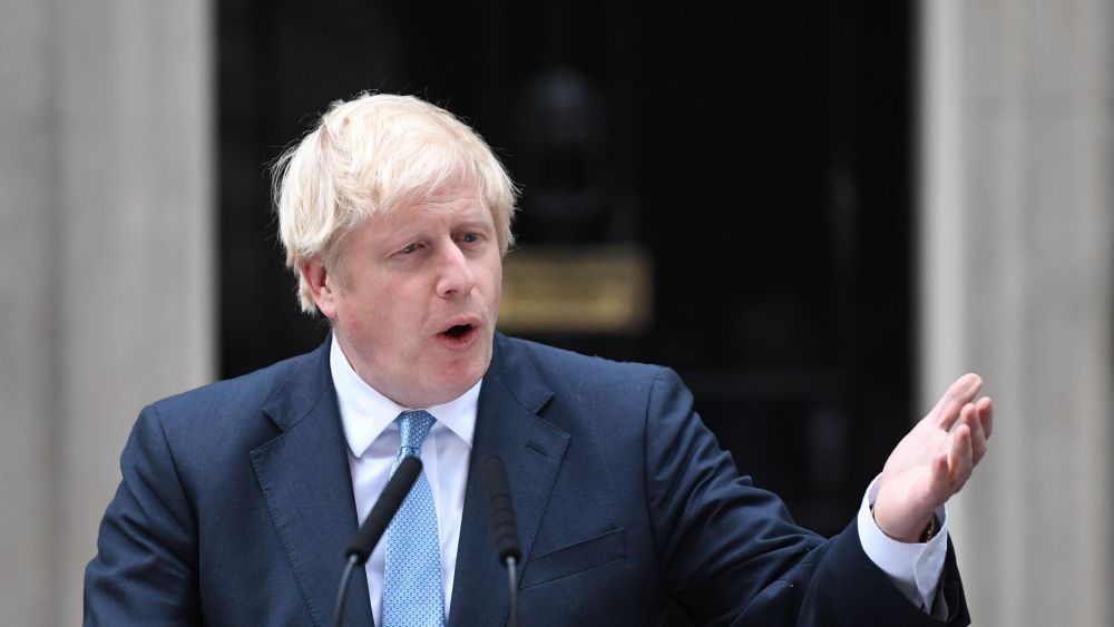 British Prime Minister, Boris Johnson delivers a statement outside 10 Downing street in Westminster, central London, Britain, 02 September 2019. Britain's Prime Minister Boris Johnson has said Britain must leave the EU on 31 October, with or without a deal, prompting a number of British Members of Parliament to unite to try to prevent leaving without an agreement as Parliament assembles on 03 September 2019.Brexit developments in London, United Kingdom - 02 Sep 2019