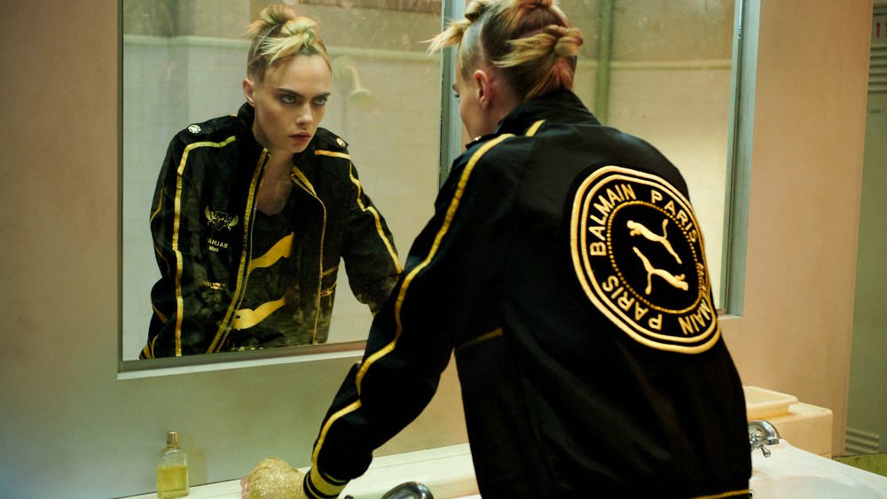 A look from the Puma x Balmain collection created by Cara Delevingne