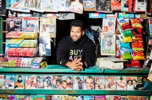 Hebru Brantley in the newsstand at Nevermore Park.